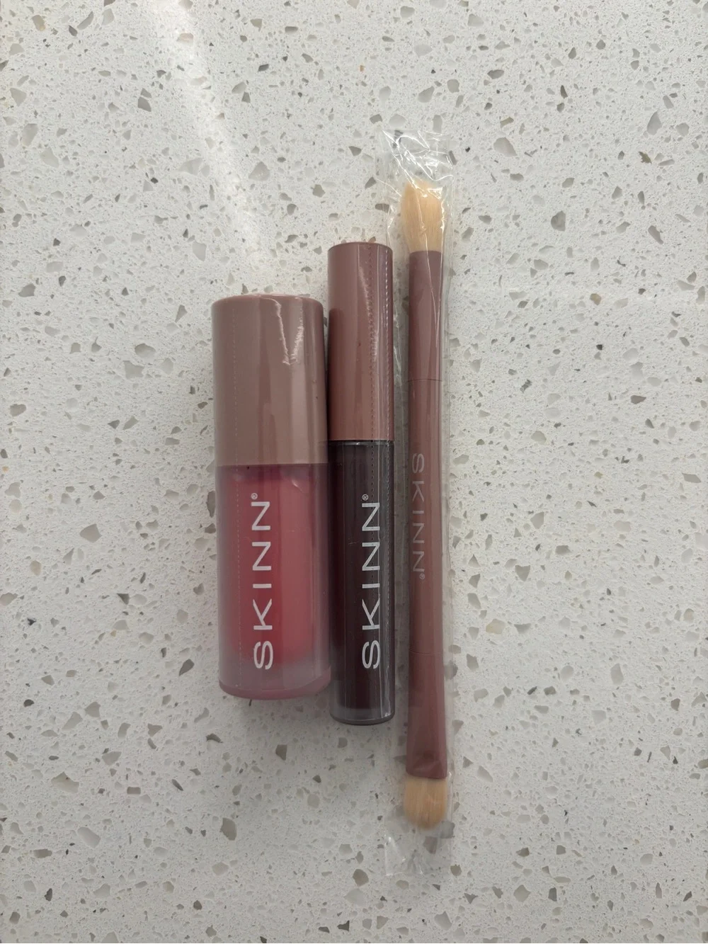 NWT SKINN Cosmetics Blush, Eyeshadow & Brush 3-Piece Set
